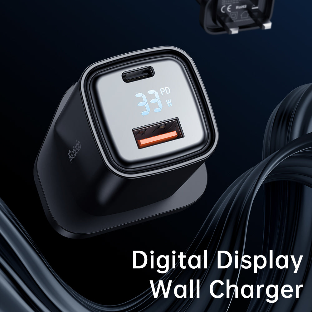 MCDODO 33W PD + QC Dual USB Wall Digital Display Charger