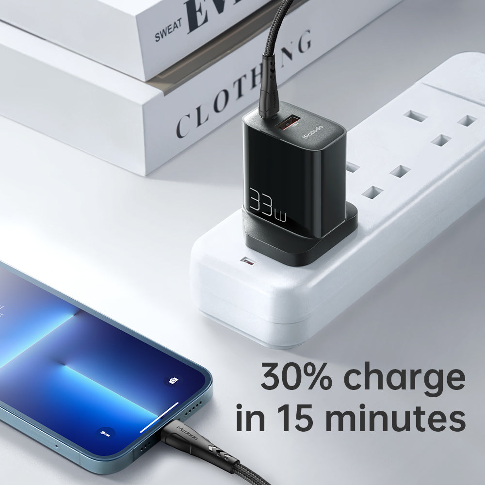 MCDODO 33W PD & Quick Charge 3.0 Charger + USB-C to C Cable for Xiaomi/Huawei/Samsung/iPhone