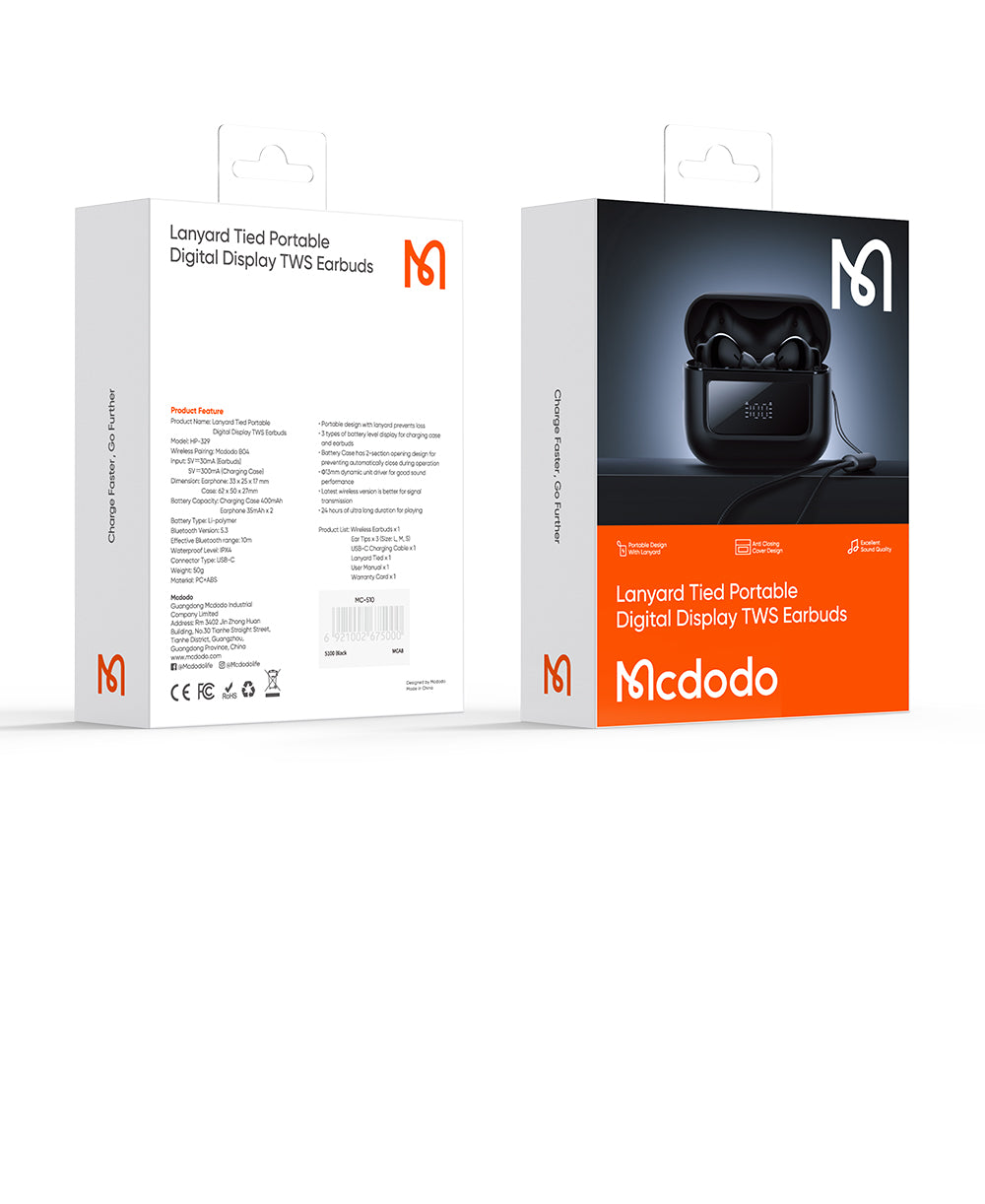 MCDODO B04 Series TWS Earbuds with Digital Display HP 3290 Better for Signal Transmission