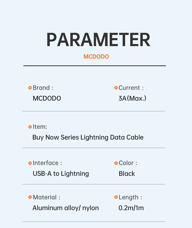 MCDODO lP 3 A Fast Charging Data Cable