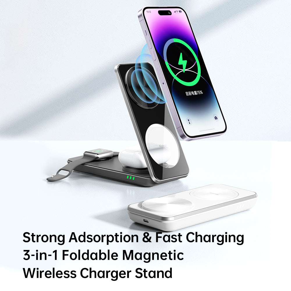 MCDODO 3 in 1 Foldable Magnetic Wireless Charging Stand 25W Max