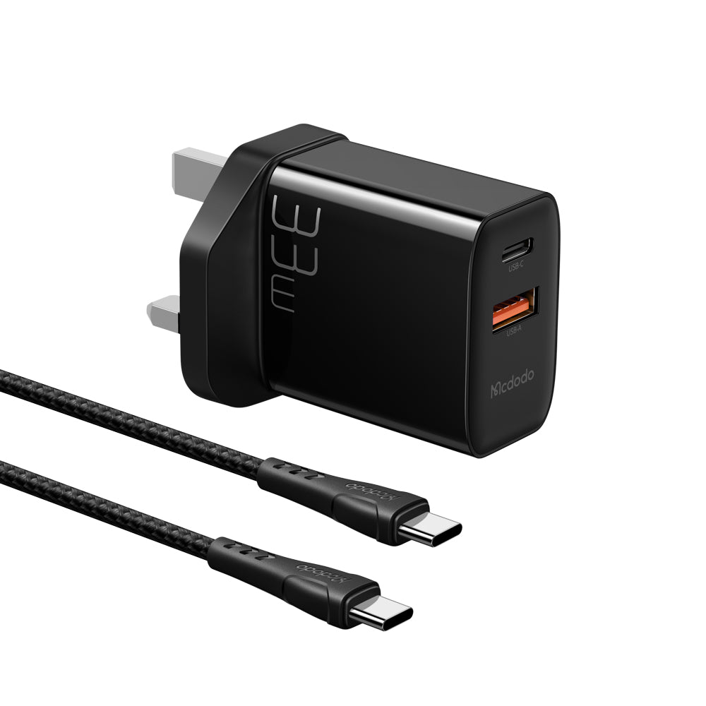 MCDODO 33W PD & Quick Charge 3.0 Charger + USB-C to C Cable for Xiaomi/Huawei/Samsung/iPhone