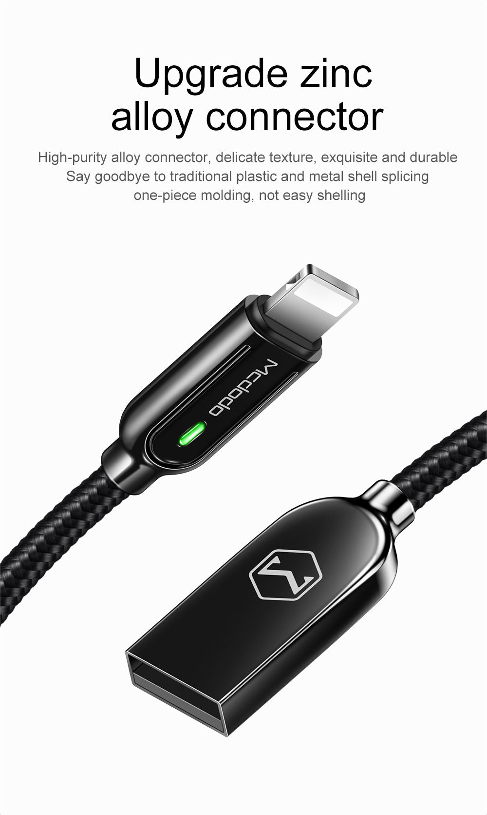 MCDODO Auto Disconnect iPhone Lightning LED Fast Charging USB Cable 1.2M  - (5261)