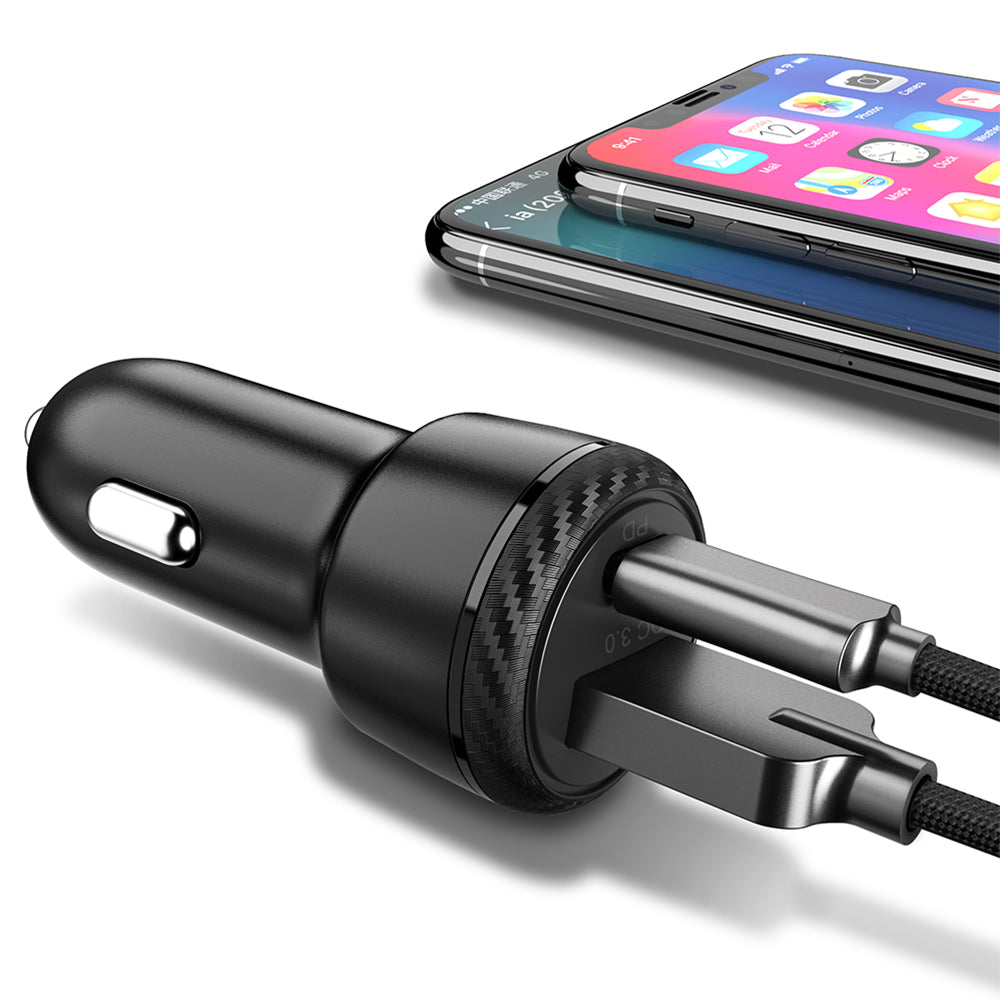 MCDODO Power Deliver,Type-C+QC3.0 Car Charger (Free Mcdodo PD Cable)