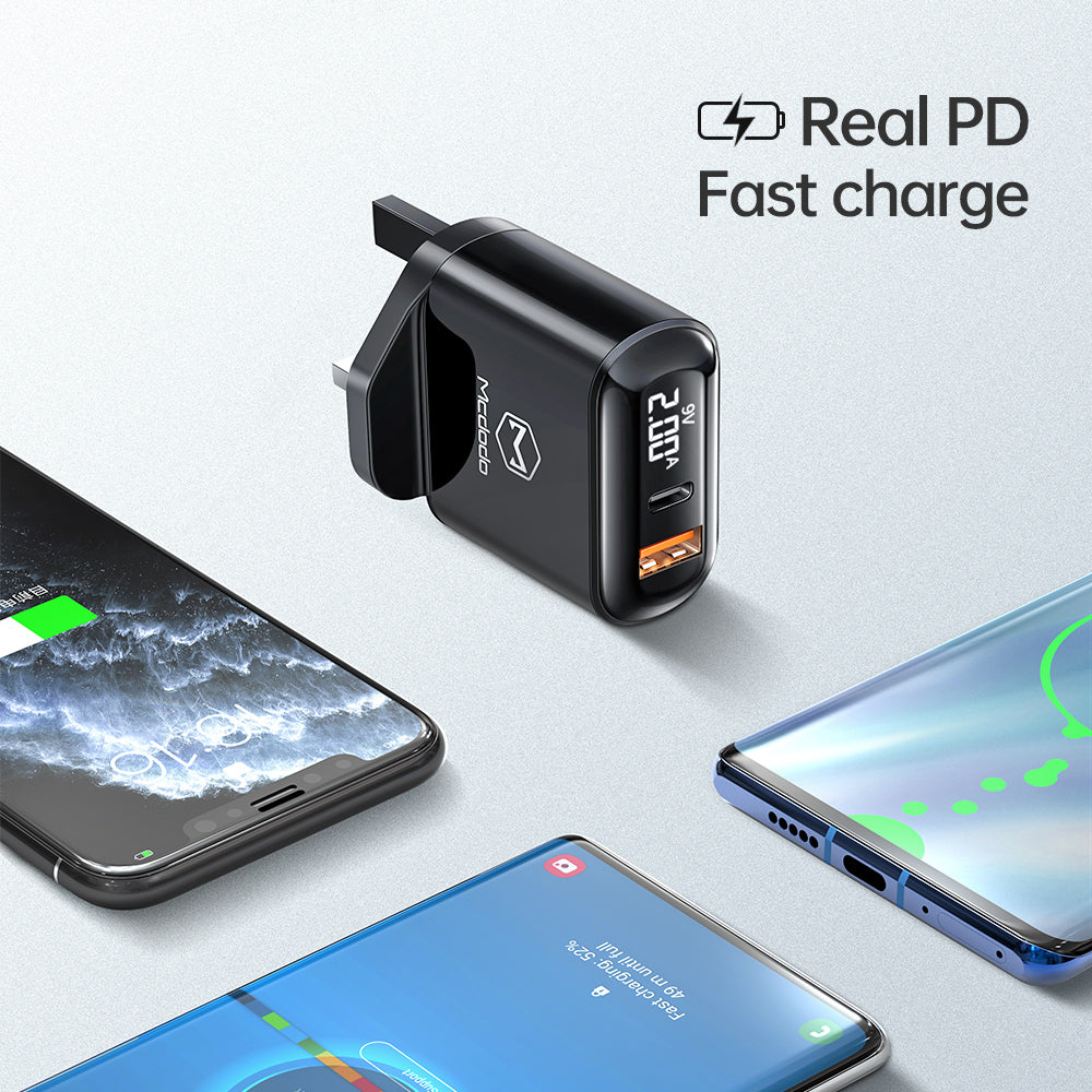 MCDODO 20 Watt PD+QC Fast Charging Adaptor + (Free)iPhone PD Type C to Lightning Combo Pack