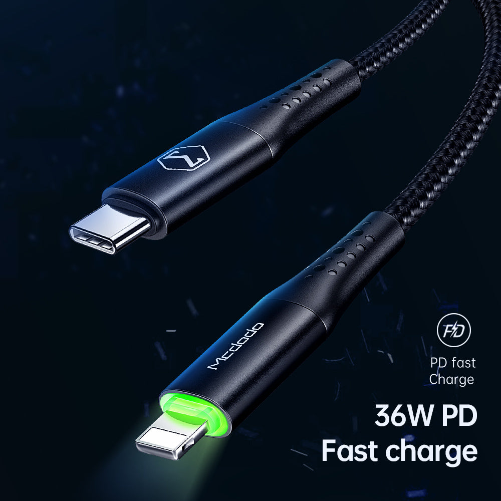 MCDODO Auto Disconnect & Recharging 36 Watt iPhone Type C to Lightning Cable - 1.2M (CA7360)