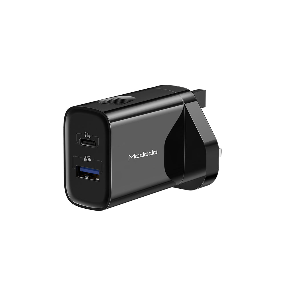 MCDODO 20W PD + Quick Charge Dual USB Wall Charger (UK plug) (PD3.0/QC3.0/FCP/SCP/AFC) CH8401